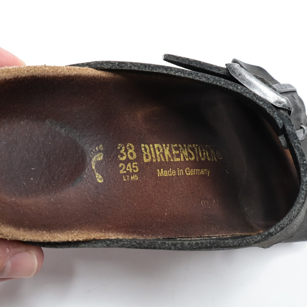 Birkenstock Black Leather Slip On Double Strap Sandals Shoes Sz 38, 7‎ 7.5 SEE - Picture 5 of 8
